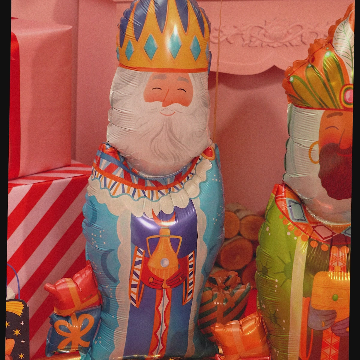 Inspiracion con Balão com Base Foil Wizard King Caspar e Red Star Vinil Branco Personalizado