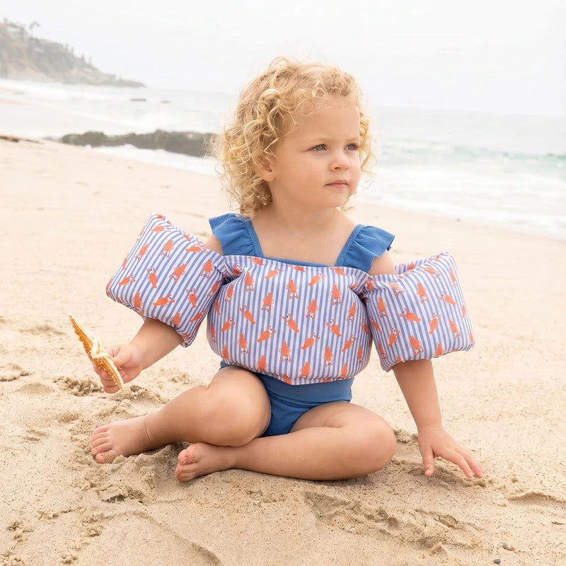 Inspiracion con Chaleco con Manguitos Infantil Rayas Azul y Blanco con Langostas