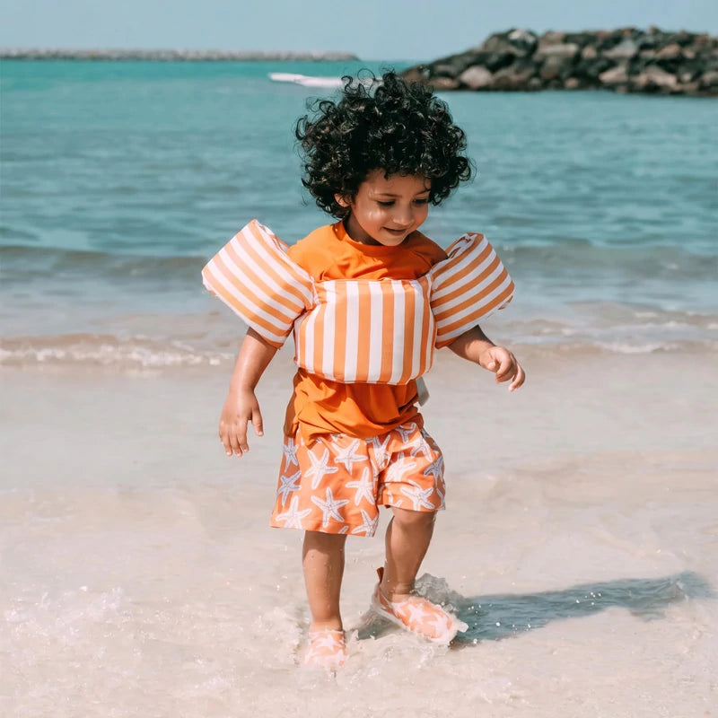Inspiracion con Chaleco con Manguitos Infantil Rayas Naranja y Blanco