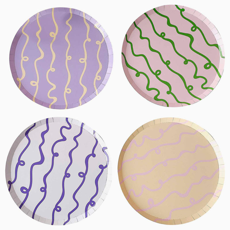 Round flat cardboard plate colors pastel