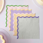 Serviettes en papier double couleurs pastel couches ondulées