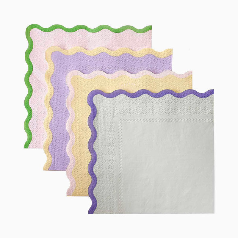 Double paper napkins wavy layer pastel colors