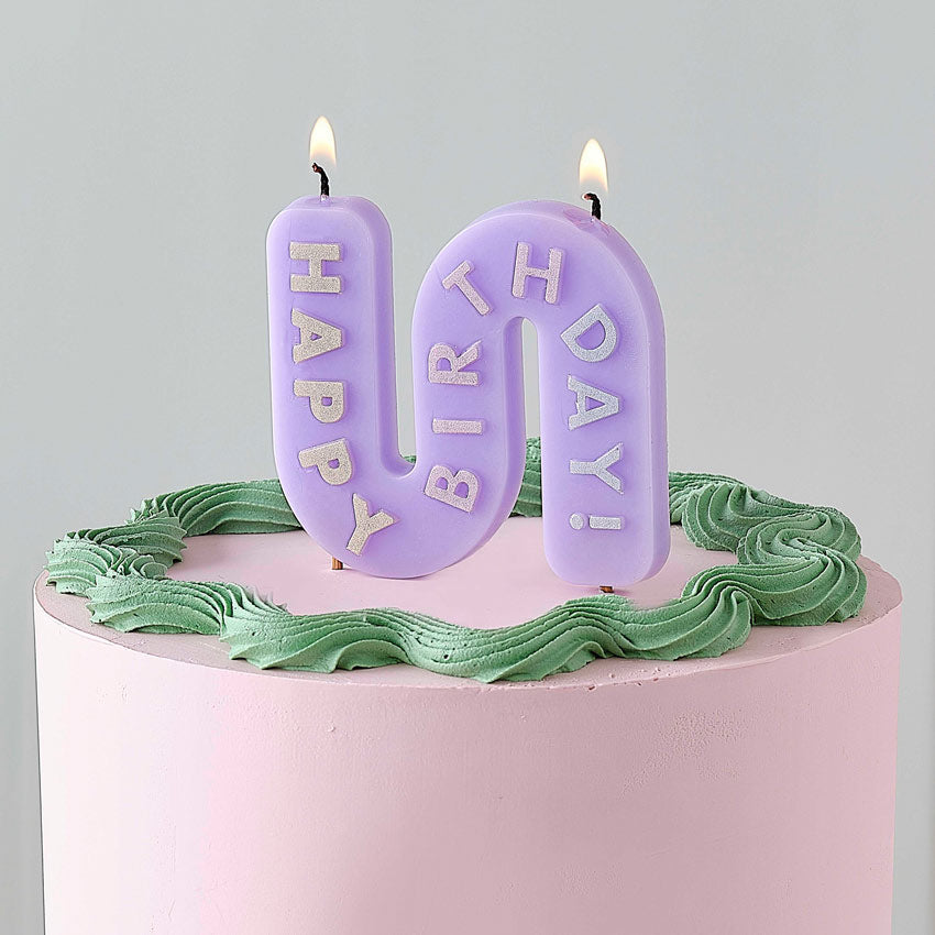 Wave watches "Happy Birthday" 12 cm lavender