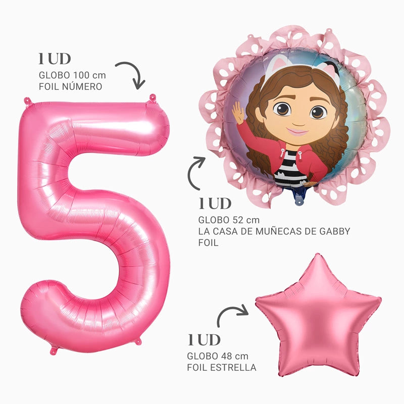 Set Globos Foil Número con Gabby