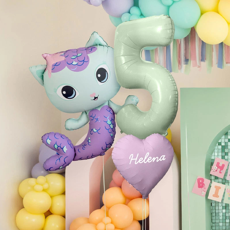 Set Globos Foil Siregata Personalizado Nombre Vinilo Blanco