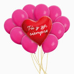 Set Globos Red Heart Personalized phrase SAN Valentine