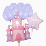 Set Globos Foil Castillo Personalizado Nombre y Edad Vinilo Blanco