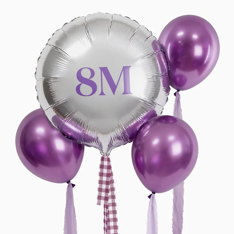 8M Balloon Set with Lilac Vinyl Ribbons