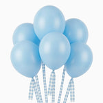 Set Palloncini in Lattice Ø 30 cm Azzurro Pastello con Nastri Vichy