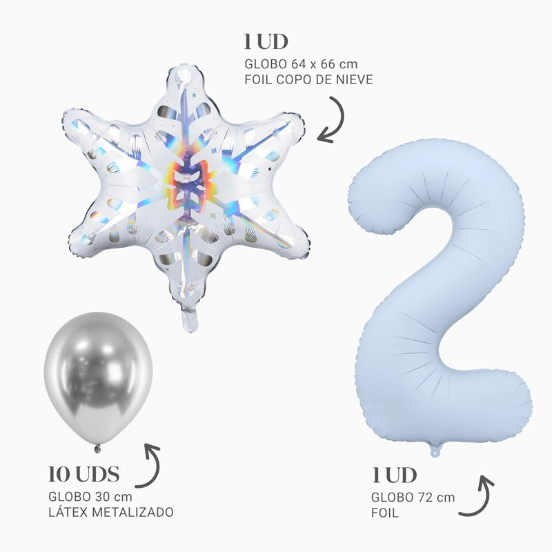Set Globos Foil Número con Copo Nieve