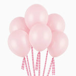 Set Globos Látex Ø 30 cm Rosa Claro Pastel con Cintas Vichy