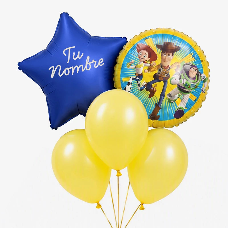 Set Globos Toy Story Personalizado Nombre Vinilo Blanco