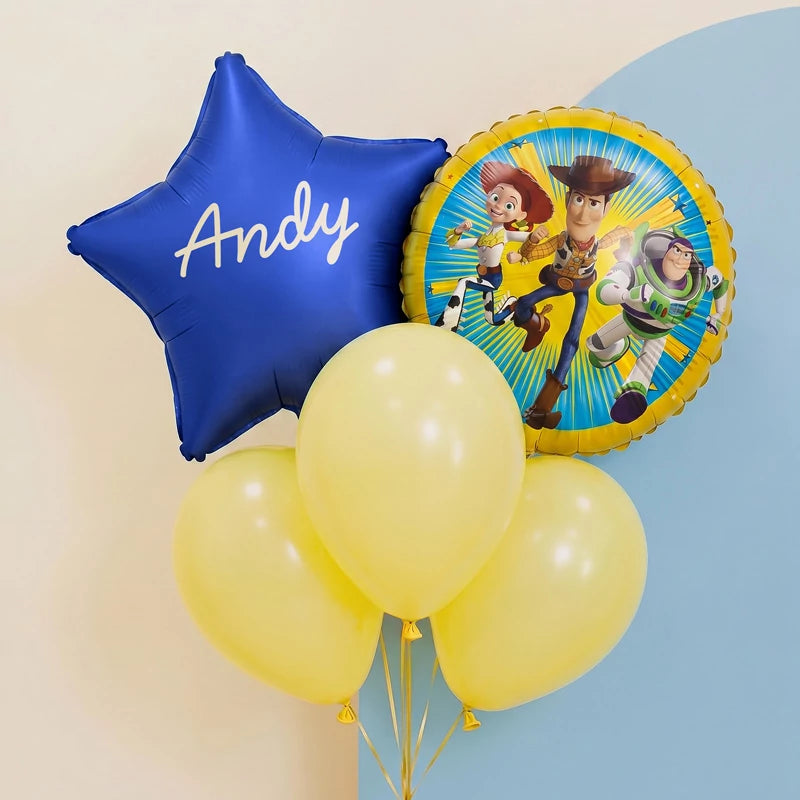 Set Globos Toy Story Personalizado Nombre Vinilo Blanco