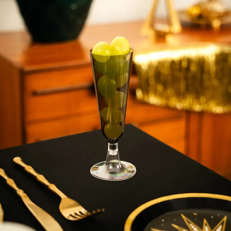 Copa Cava Plástico Reutilizable PP 150 cc con Tapa Oro (4 uds)