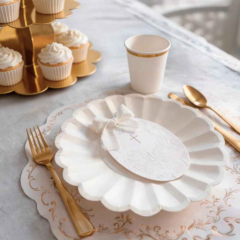 Set coperto di plastica in plastica in oro premium 12 persone