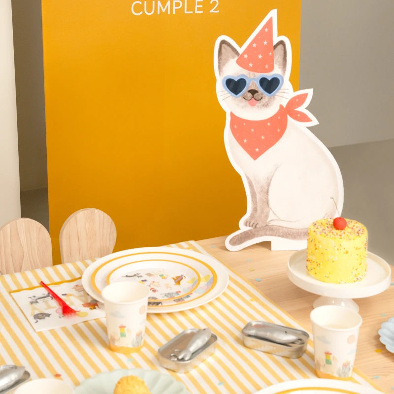 Kit Mesa Basic 6 Personas Gatitos 42 piezas