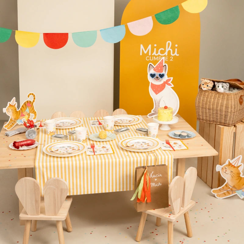 Kit Mesa Premium 12 Personas Gatitos 114 piezas