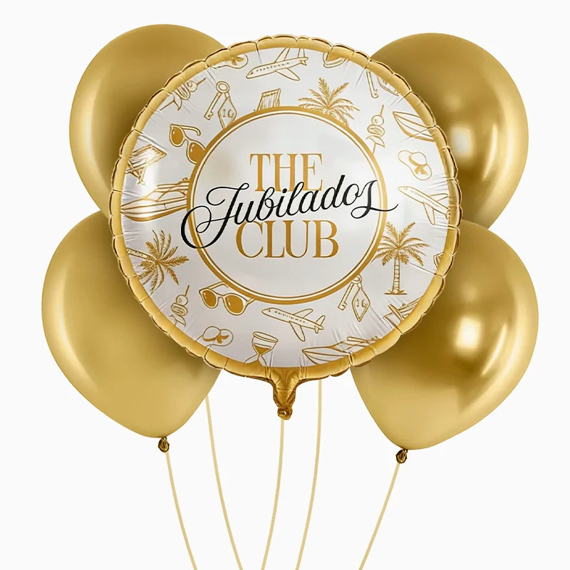 Set Globo Foil 'The Jubilados Club' con Globos Látex Oro