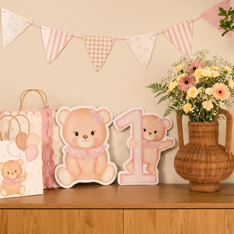 Inspiracion con Silueta Decorativa de Cartón Osito Rosa