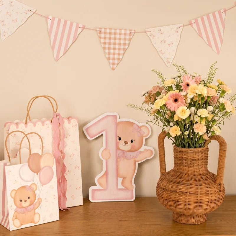 Inspiracion con Vichy Baby Pink Bear Bunting Garland 2.60 m