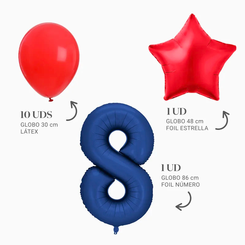 Set Globos Foil Número Spider