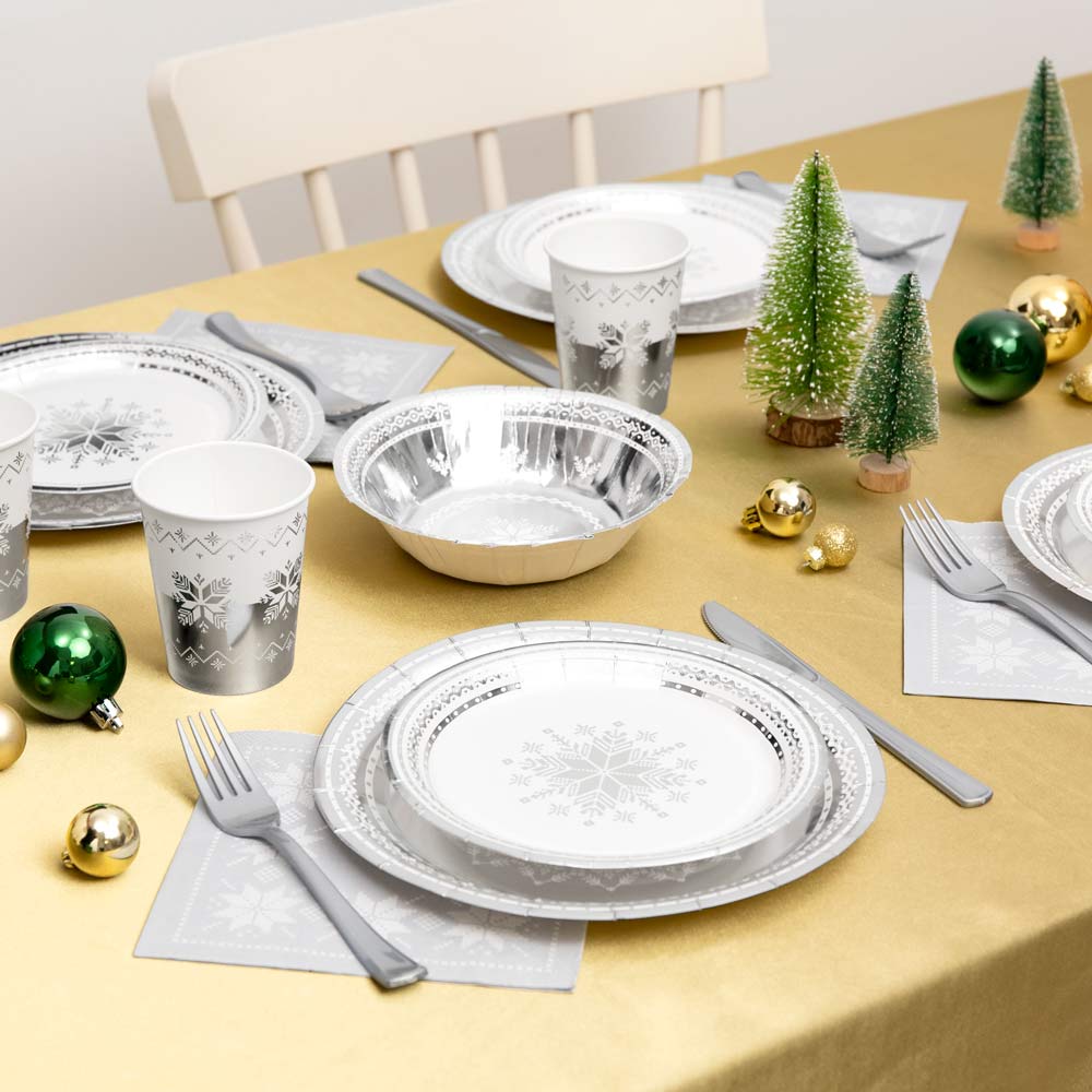 Silver Christmas Metalized Paper Napkins