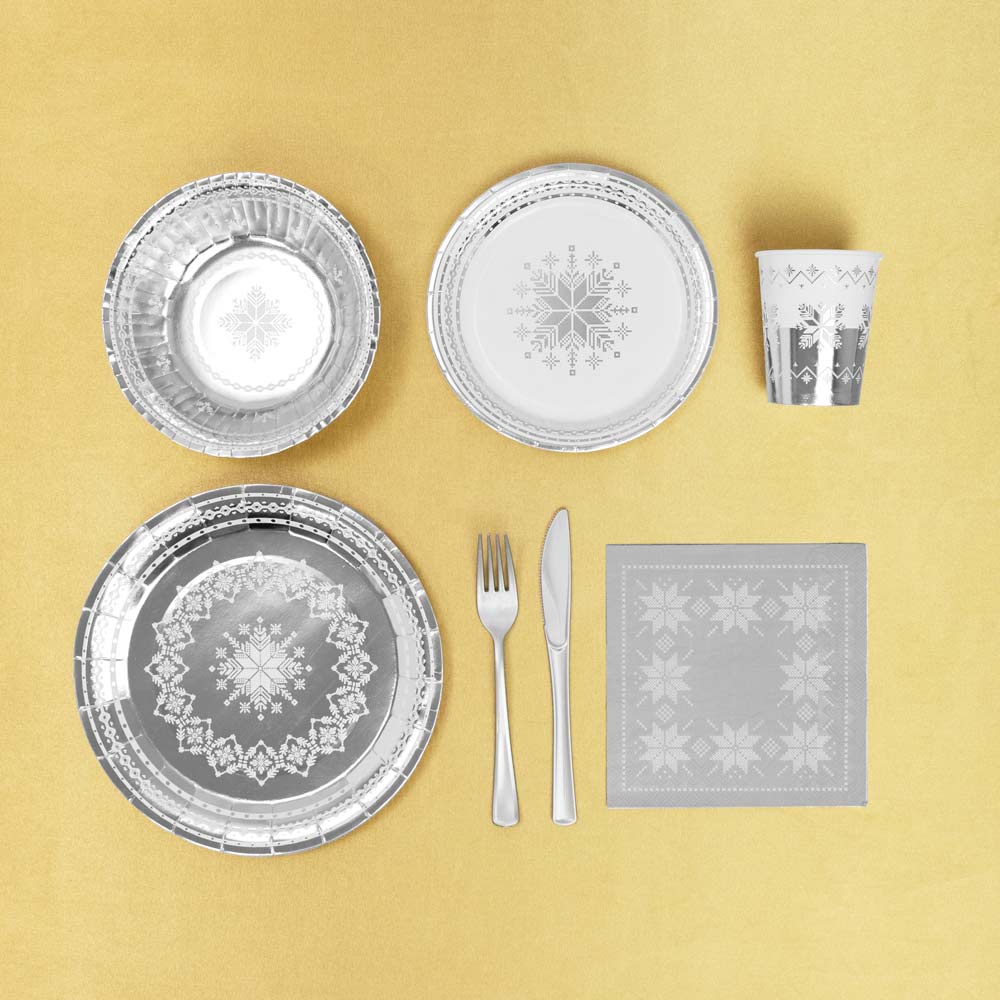 Silver Christmas Metalized Paper Napkins