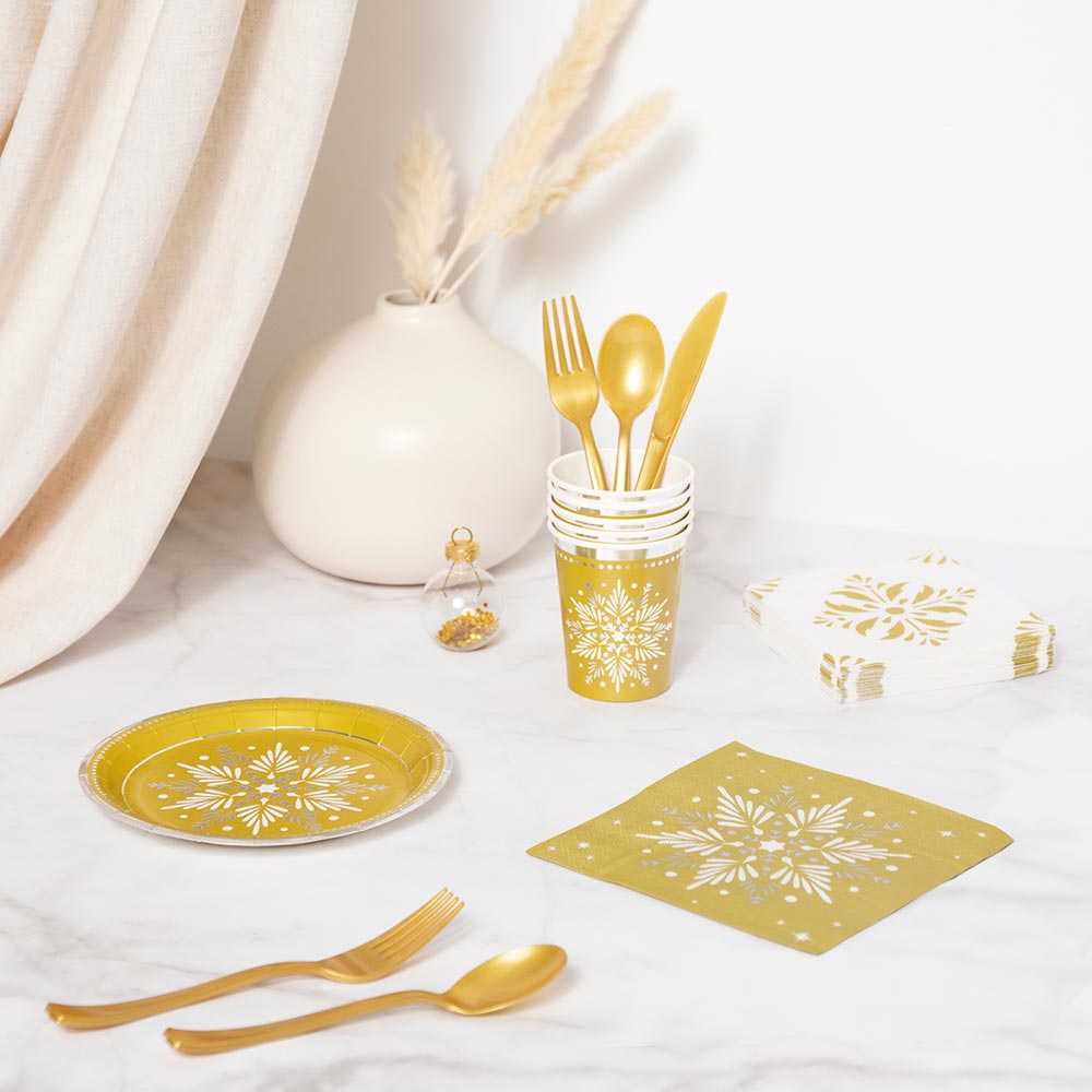 Llano Cardboard para a sobremesa de Natal Ø 18 cm Gold Snowflake