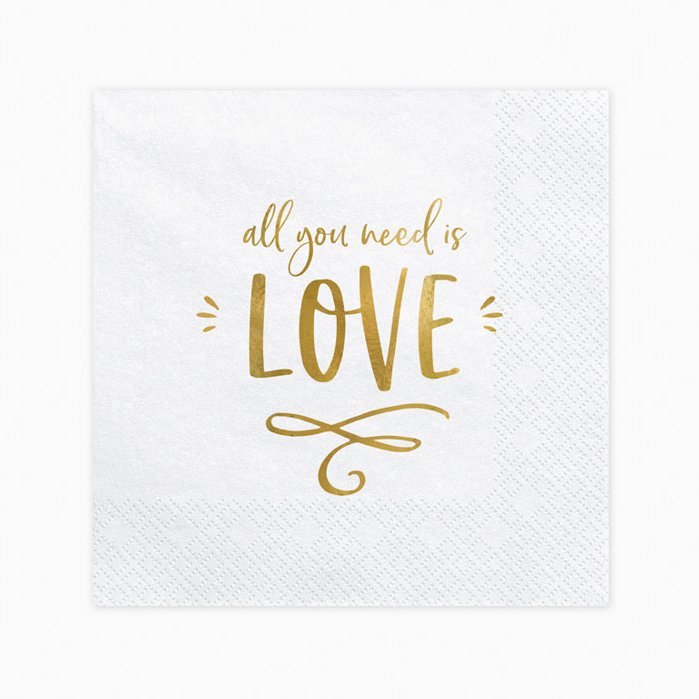 Servilletas Papel 'All you need is Love' / PACK 20 UDS