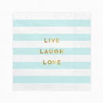 Servilletas Papel Rayas 'Live, Laugh, Love' Azul Pastel