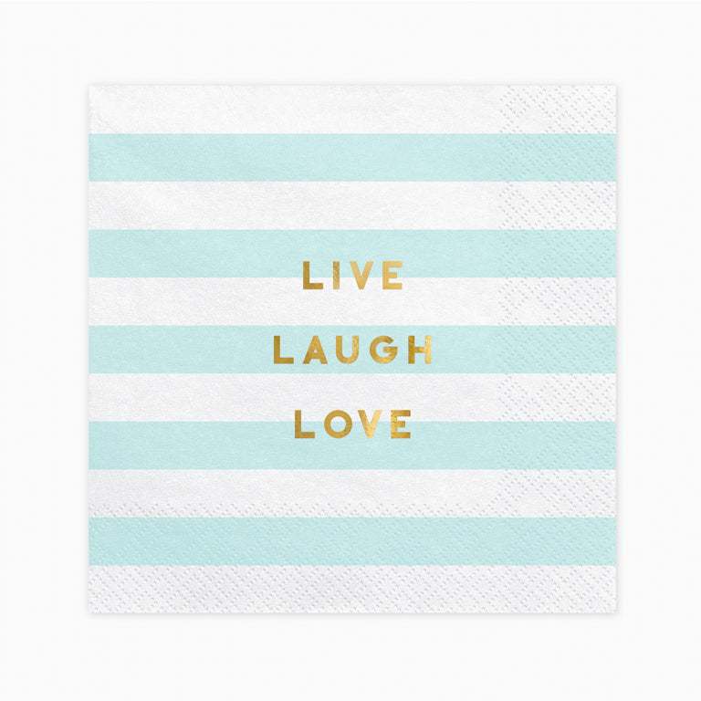 Servilletas 'Live, Laugh, Love' Azul Pastel