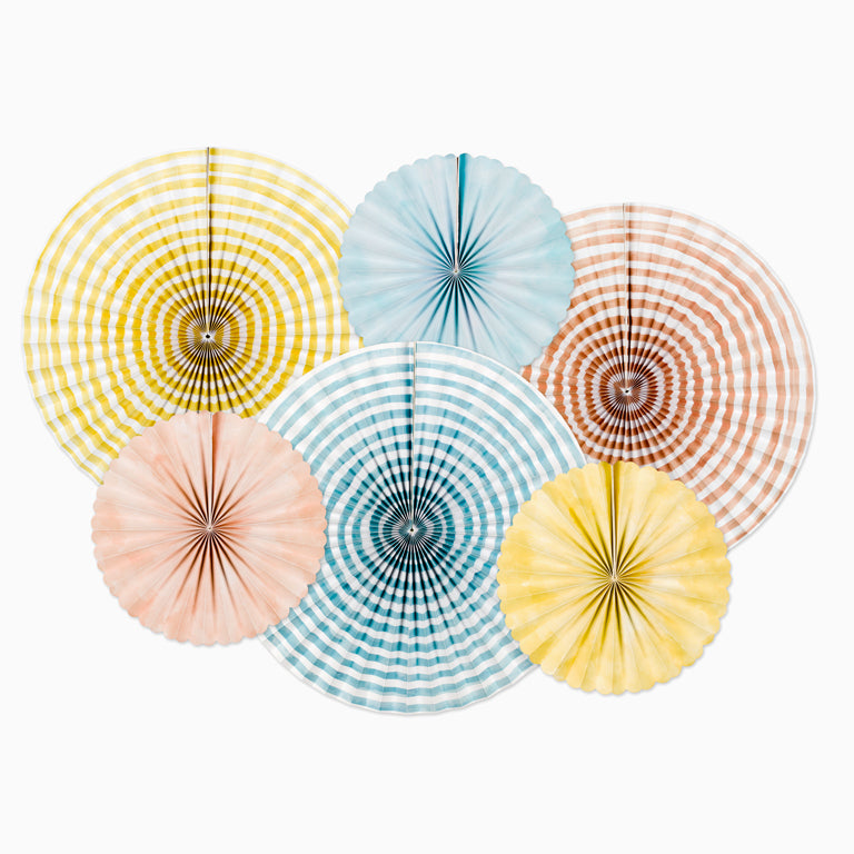 Yellow, Blue and Pink Fan Set