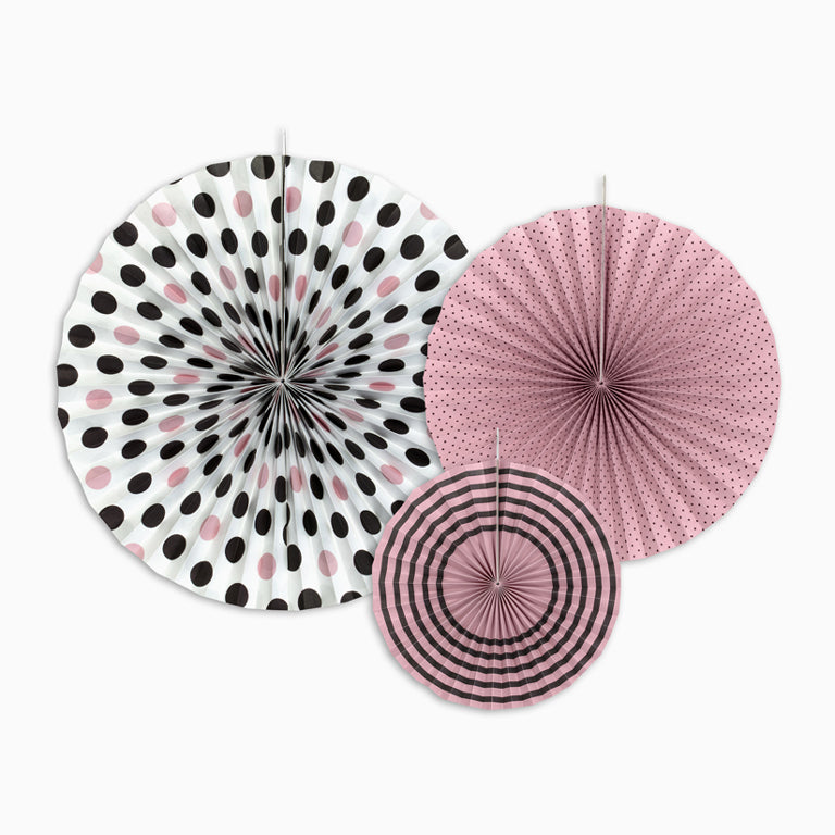 Black and pink fan set