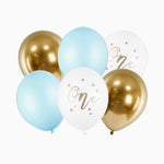 Definir globos de látex de aniversário azul