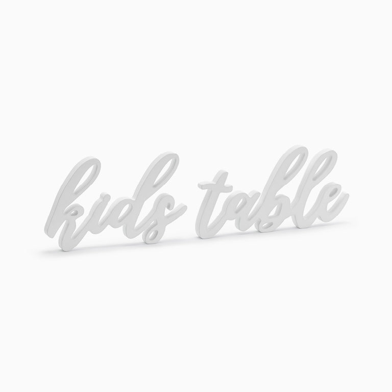 Letrero caligrafía 'kids table'
