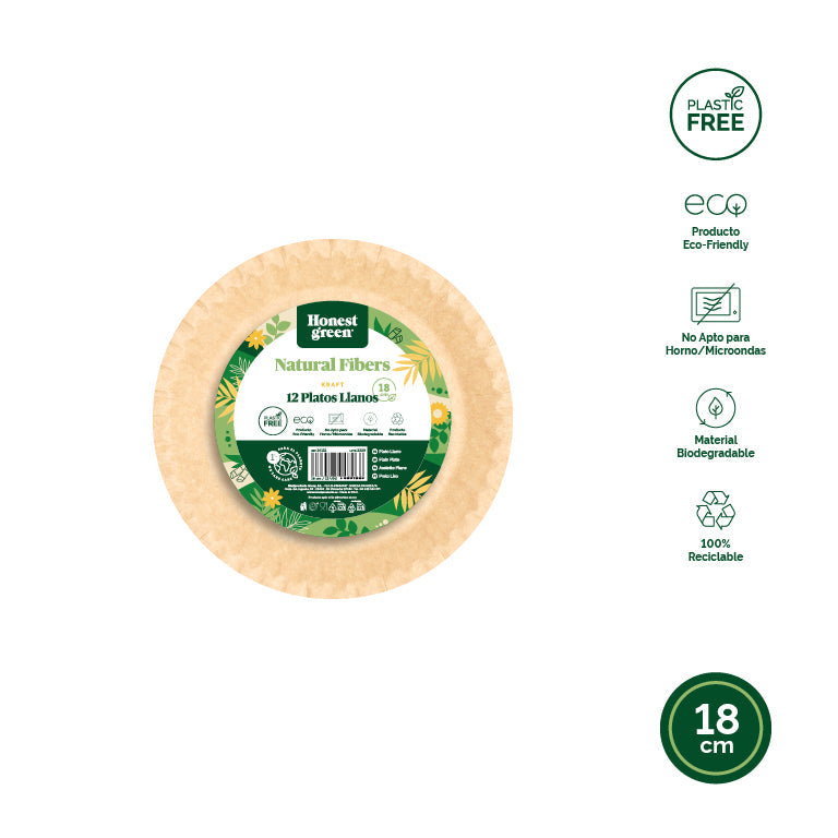 Carton de dessert de plaque ronde Ø 18 cm Kraft (50 unités)