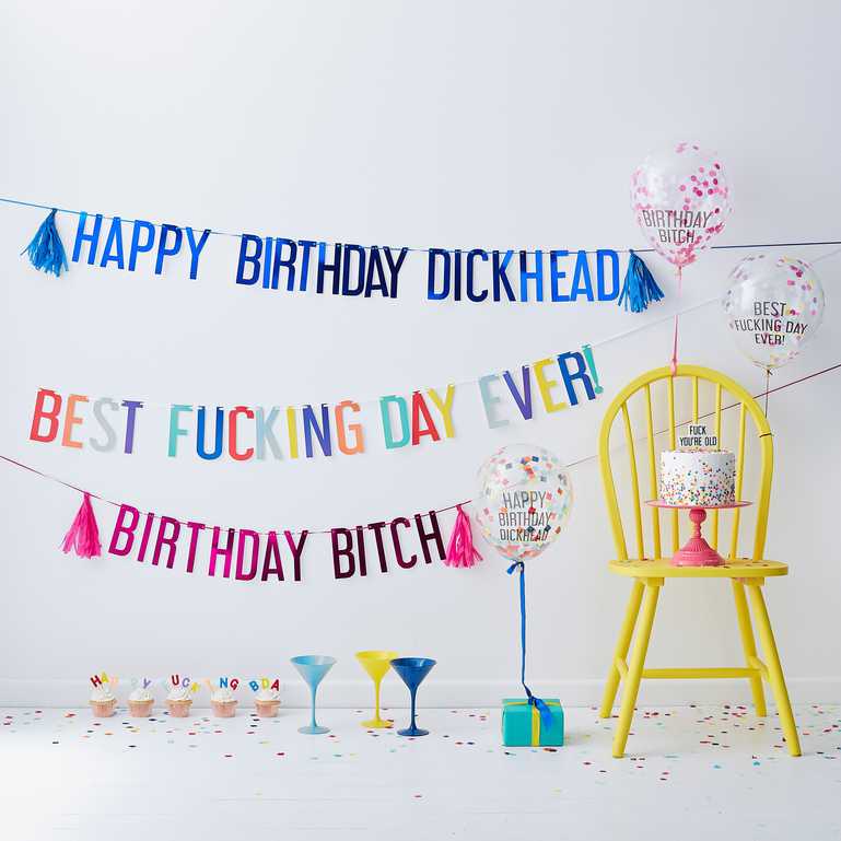 Kit de ballon et Guirnalda "Joyeux anniversaire Dickhead"