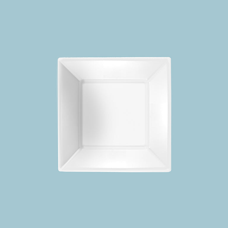 Piatto di plastica profondo quadrato 17 x 17 cm bianco