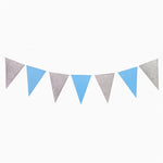 Bunting-Girlande aus Pappe in Pastellblau und Silber