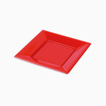 Prato de sobremesa plano quadrado de plástico 17 x 17 cm vermelho