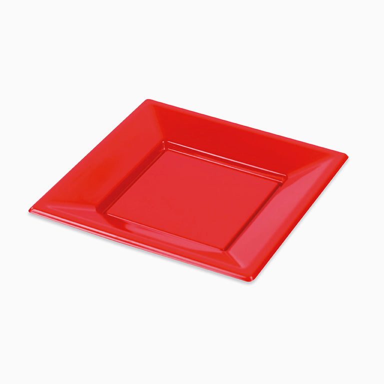 Quadratische Plastikplatte 23 x 23 cm rot