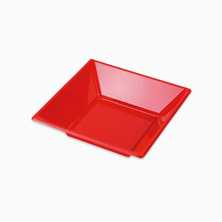 Prato de plástico profundo quadrado 17 x 17 cm vermelho