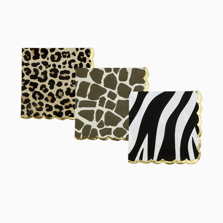 Animal paper safari / pack napkins 18 units