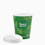 Vetro di cartone verde eco con copertura per bevande medie