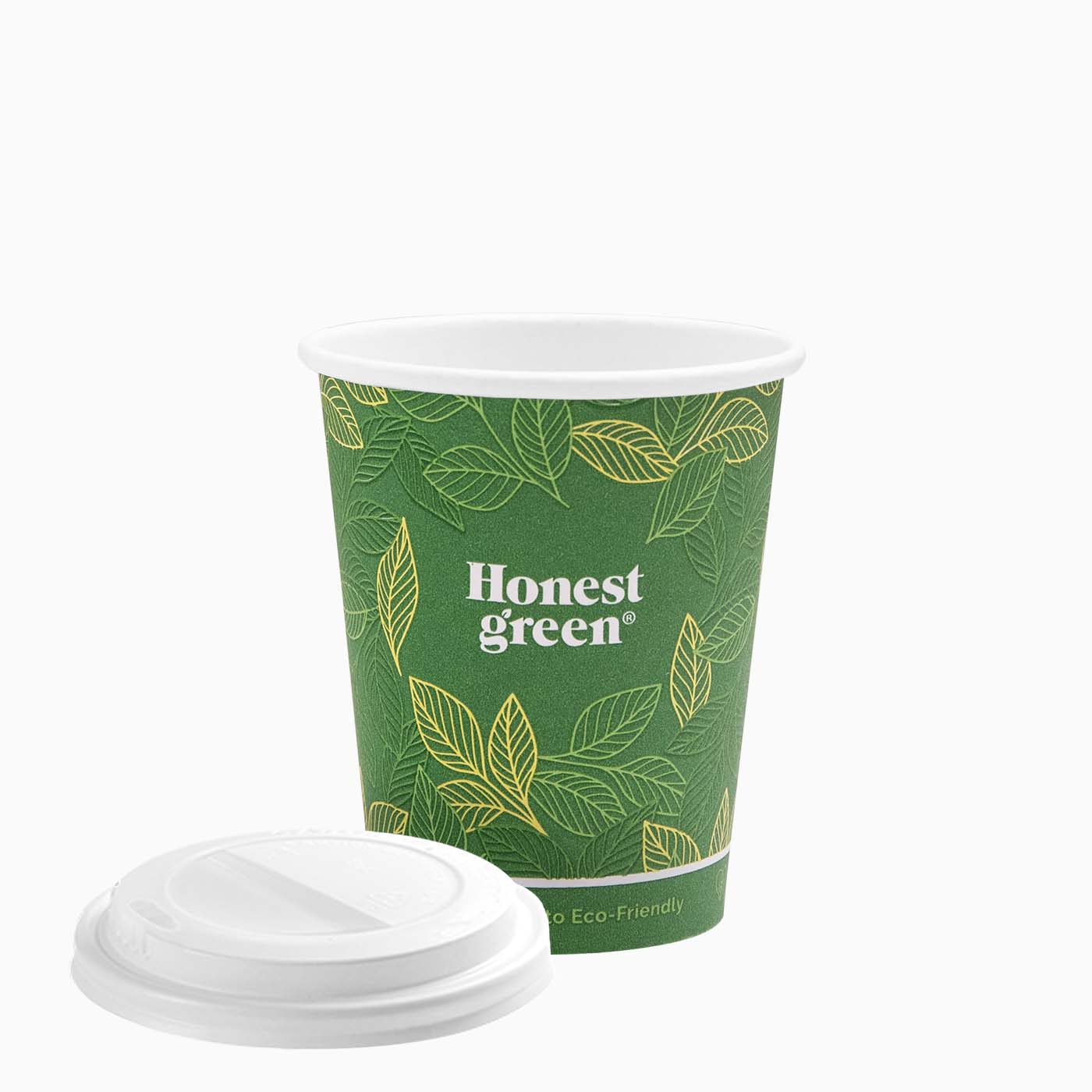 Öko -Grün -Pappglas mit mittlerer Getränkeabdeckung
