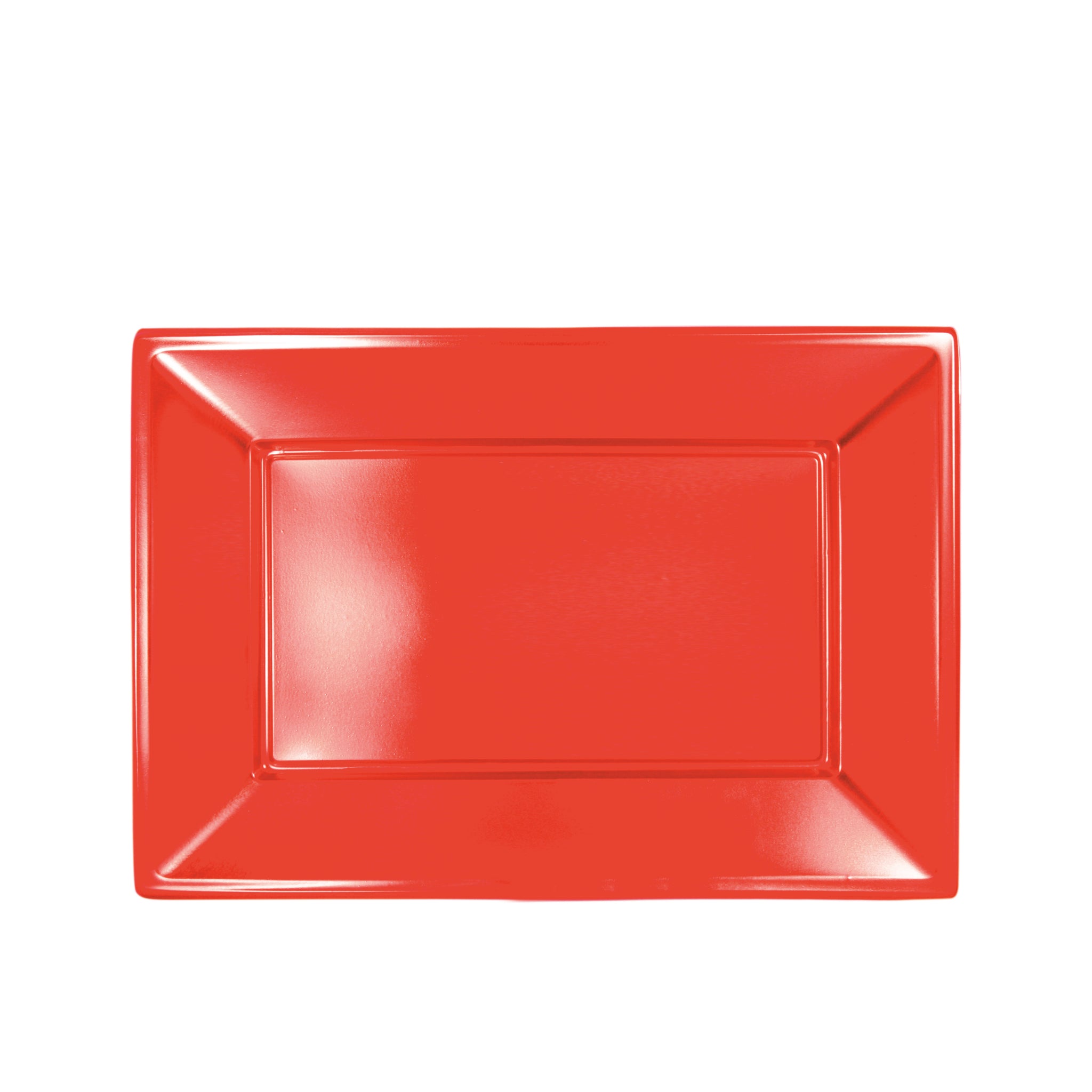 Metallic rectangular tray 33 x 22.5 cm red