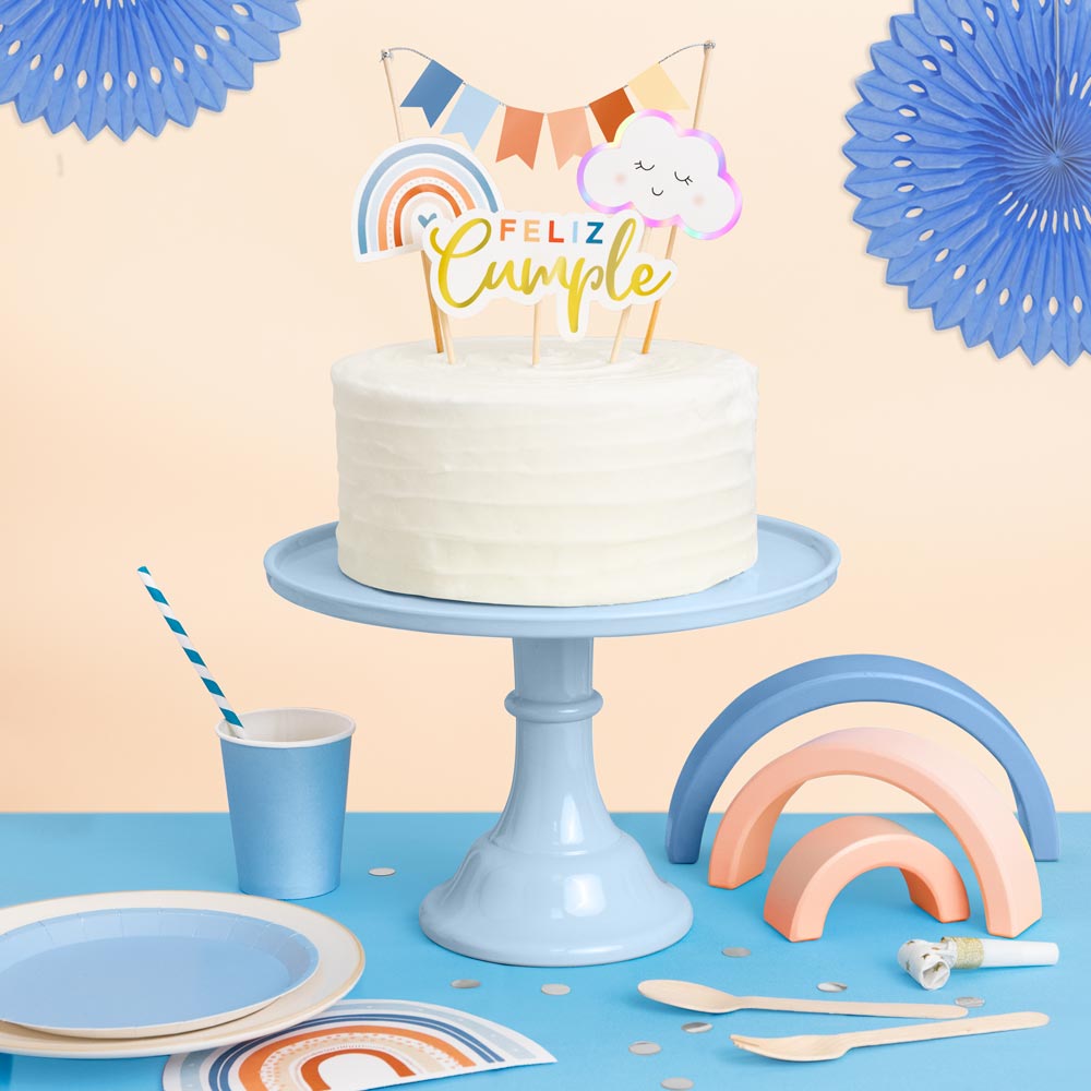 Topppers compleanno Boho Chic pastello blu