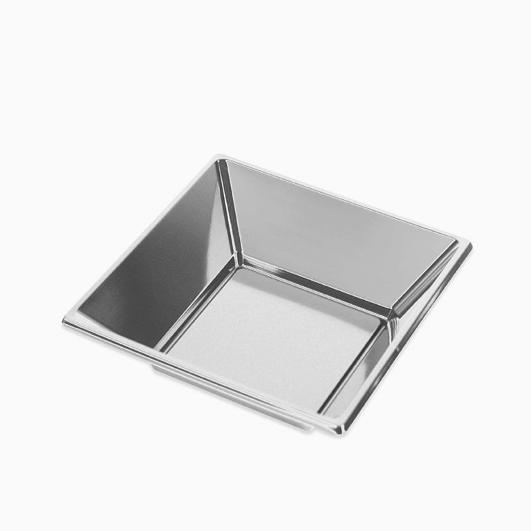 Metallized Square Plastic Plate 17 x 17 cm silver