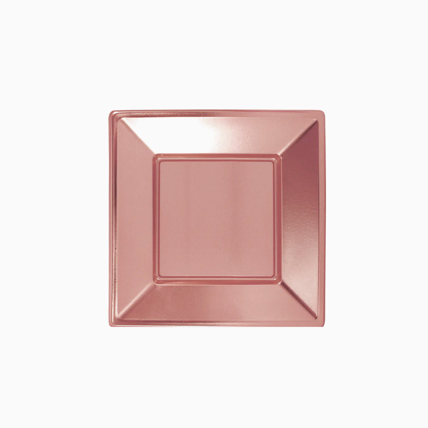 Plato Plástico Llano Cuadrado Metalizado Oro Rosa 17 cm