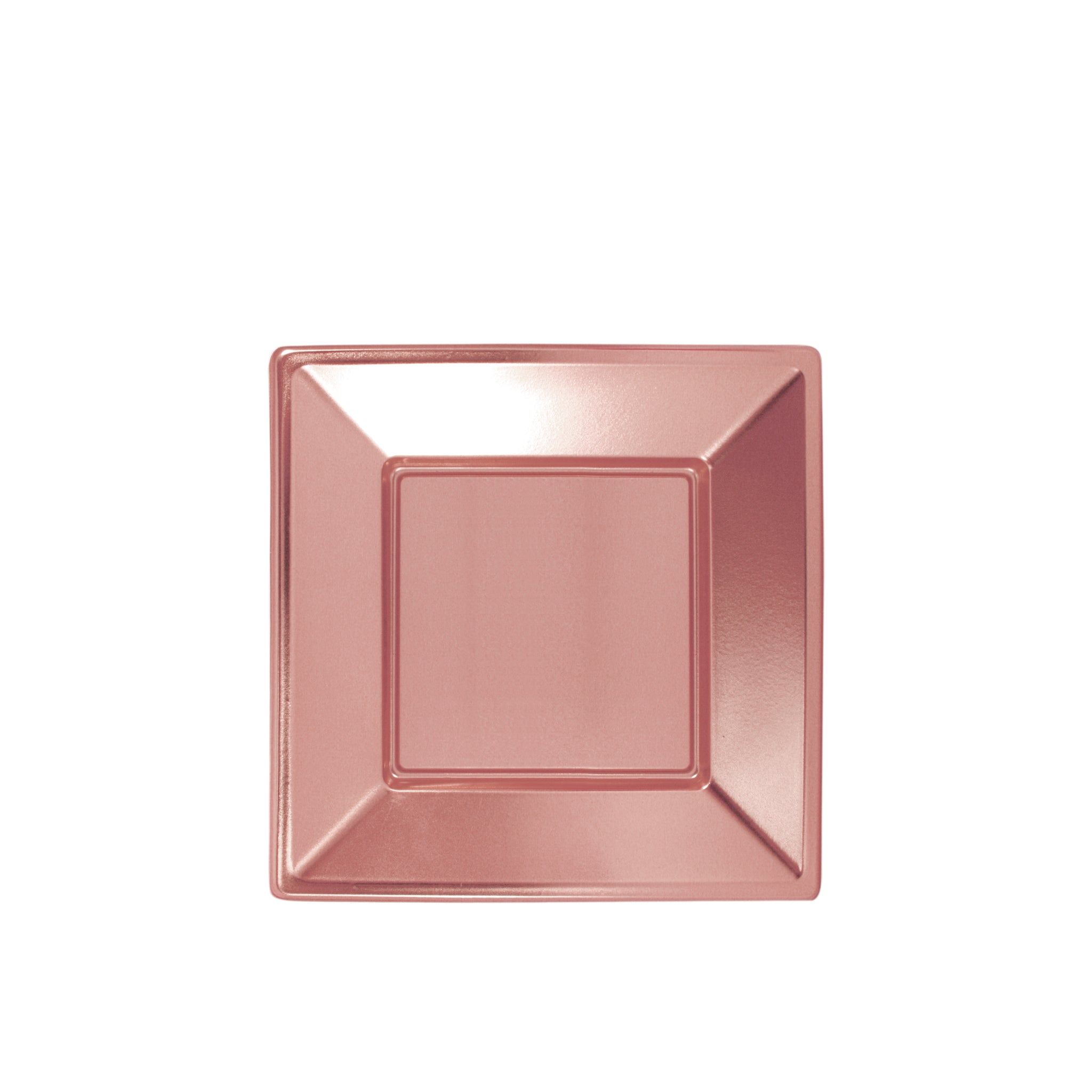 Plato Plástico Llano Cuadrado Metalizado Oro Rosa 23 cm